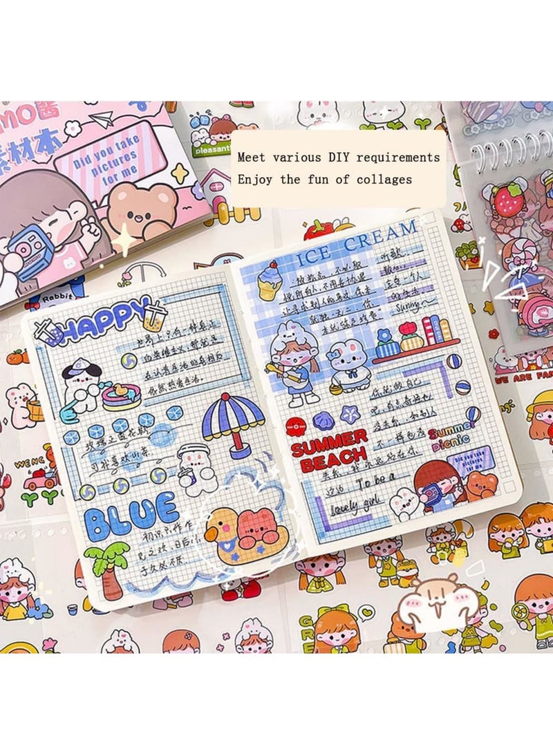 SYOSI Kawaii Animal Sticker Book, Cute Cartoon Bear & Bunny PET Transparent Decals with Curved Tweezer, Waterproof Vinyl Stickers for Journaling, Scrapbooking, Bullet Planners, DIY Crafts (50-Sheet) - Image 3