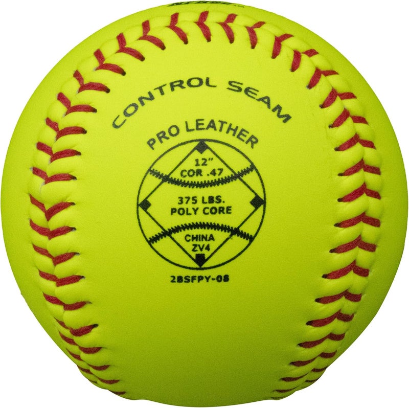 Baden Perfection Game Fastpitch Softballs | 12" Ball | Yellow Pro Leather Softballs for Fastpitch Play | One Dozen - Image 2