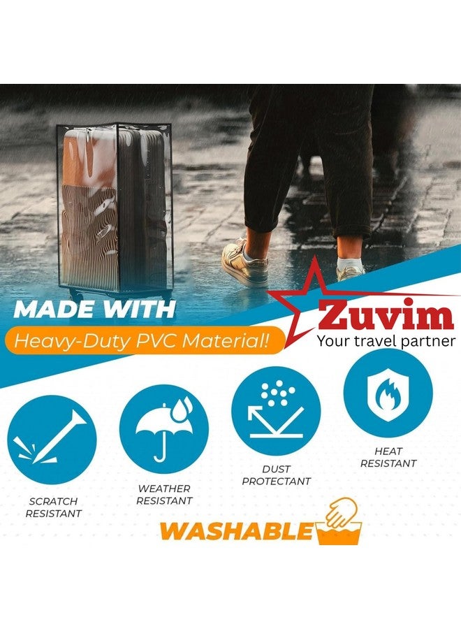 Zuvim Zuvim Trolley Bag Cover | Suitcase Transparent Cover | Waterproof Dustproof Luggage Covers | Zippered Clear PVC Suitcase Covers Protectors (20- inch)  - Image 4