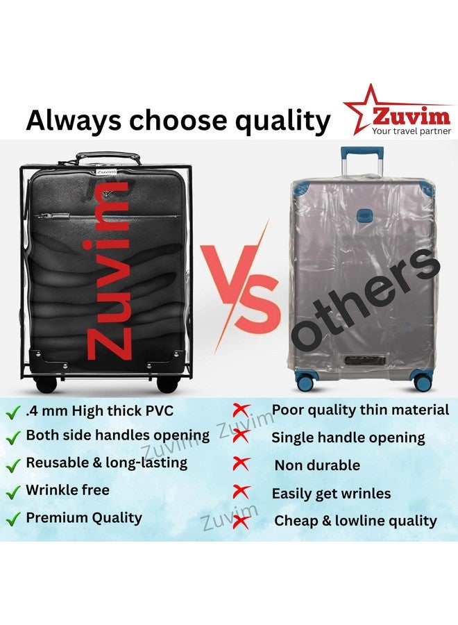 Zuvim Zuvim Trolley Bag Cover | Suitcase Transparent Cover | Waterproof Dustproof Luggage Covers | Zippered Clear PVC Suitcase Covers Protectors (20- inch)  - Image 2