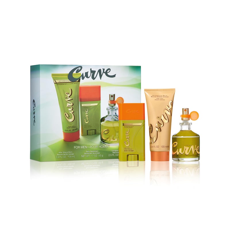 Curve Men's Cologne Fragrance Set, Deodorant, Aftershave Balm & Cologne, Spicy Wood Magnetic Scent, Father's Day 3 Piece Gift Set - Image 1