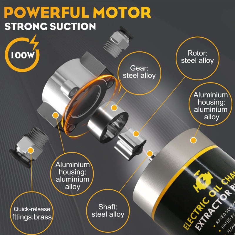 Facfuel Engine Oil Pump  12V 100W Electric Oil Extractor Pump Kit  Portable Gear Oil Pump With Pipes  Fluid Suction Transfer Pump For Boats  Cars  Rvs  Trucks  Motorcycles  Lawnmowers - Image 5