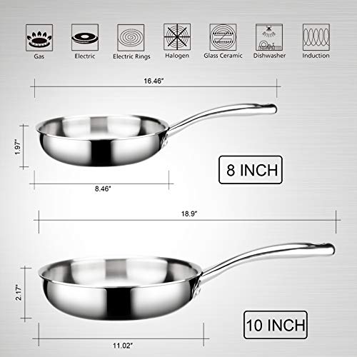 Duxtop Whole-Clad Tri-Ply Stainless Steel Stir-Fry Pan Kitchen Induction Cookware 8 Inches - Image 5