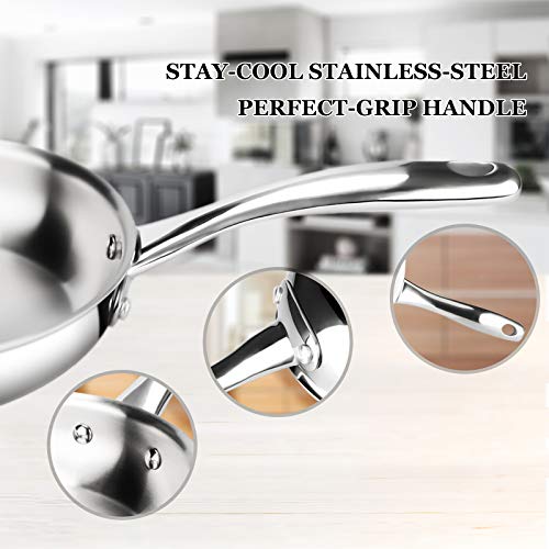 Duxtop Whole-Clad Tri-Ply Stainless Steel Stir-Fry Pan Kitchen Induction Cookware 8 Inches - Image 3