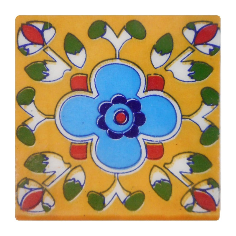 Shivkripa Blue Art Pottery Ceramic Handmade Tiles Pack of 6 SKT87