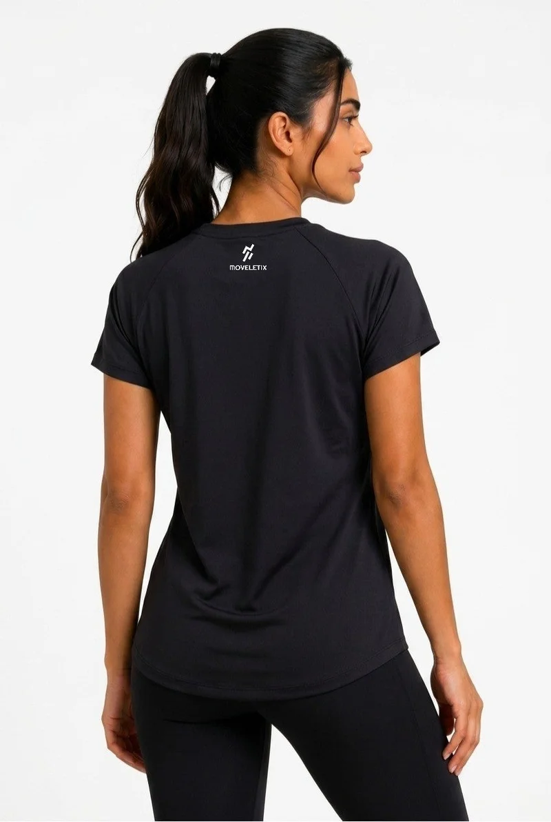 Moveletix Women's Training Short Sleeve T-Shirt Black Soft