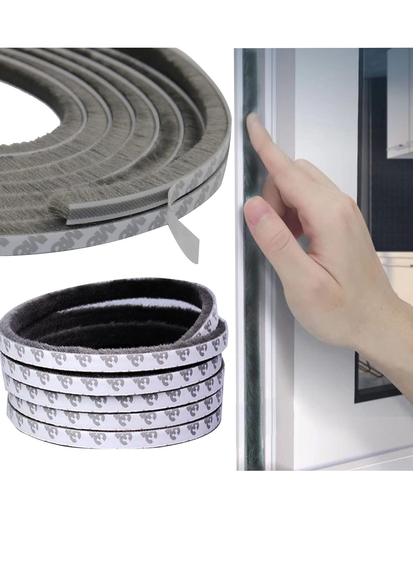 10 Meter Weather Stripping Door Seal Self Adhesive Brush Weather Seal Strip for Windows and Doors Felt Door Seal Window Insulation Sealing Strip Brush Weatherstrip 9mm Wide 9mm Thick
