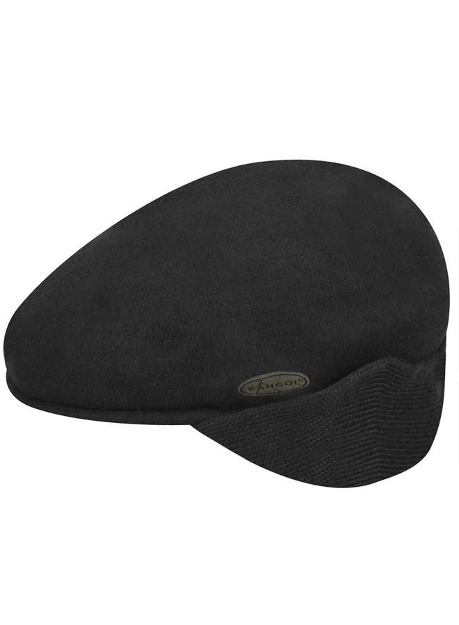 KANGOL Wool 504 Earlap Flat Cap, Black, L - Image 1