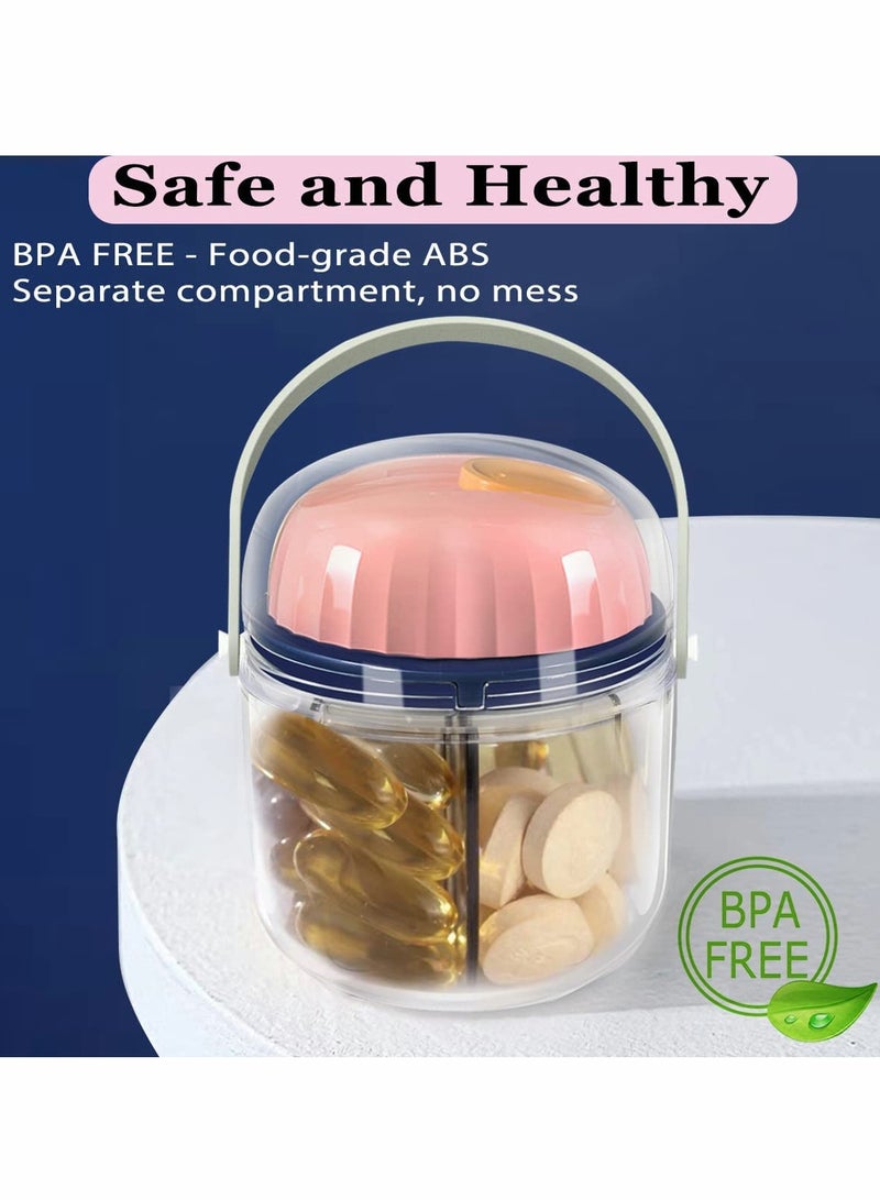 Travel,Friendly Weekly Pill Organizer, 7,Day Medicine Container for Vitamins and Supplements, BPA,Free and Moisture,Proof , Pink - Image 3
