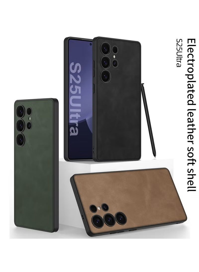 Luxury Matte Leather Case for Samsung Galaxy S25 Ultra (2025) , Ultra-Thin, Anti-Drop, All-Round Protection Phone Cover Support Wireless Charging with Pen Slot Design - Pen Not Included - Image 2