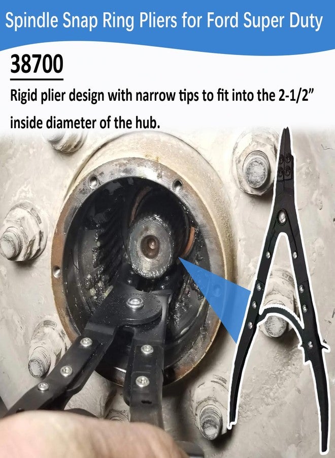 Enruieer 38700 Spindle Snap Ring Pliers Compatible with Ford 2007-2020 F-250 350 450 550 Super Duty 4WD Pickups, 12in Heavy Duty Internal External Snap Ring Pliers with Ratchet Locking Design - Image 3