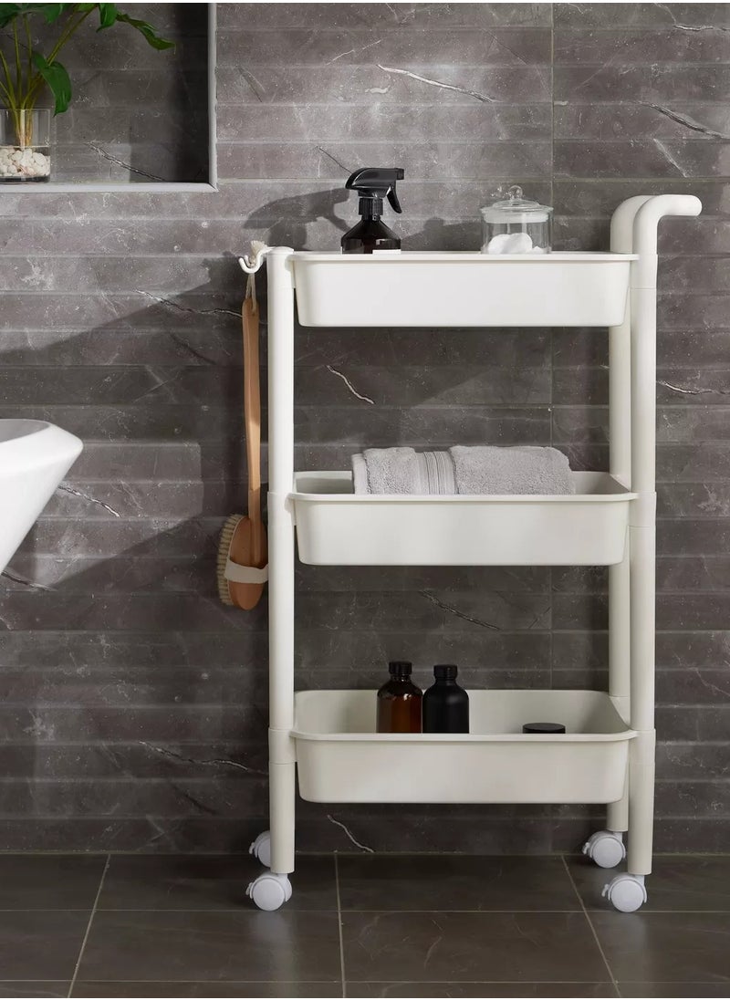 Concept home - 3-Tier Multipurpose Rolling Shelves Cart Organizer White 83x53.5x32cm - Image 1