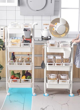 3-Tier Multipurpose Rolling Shelves Cart Organizer White 83x53.5x32cm - view 2