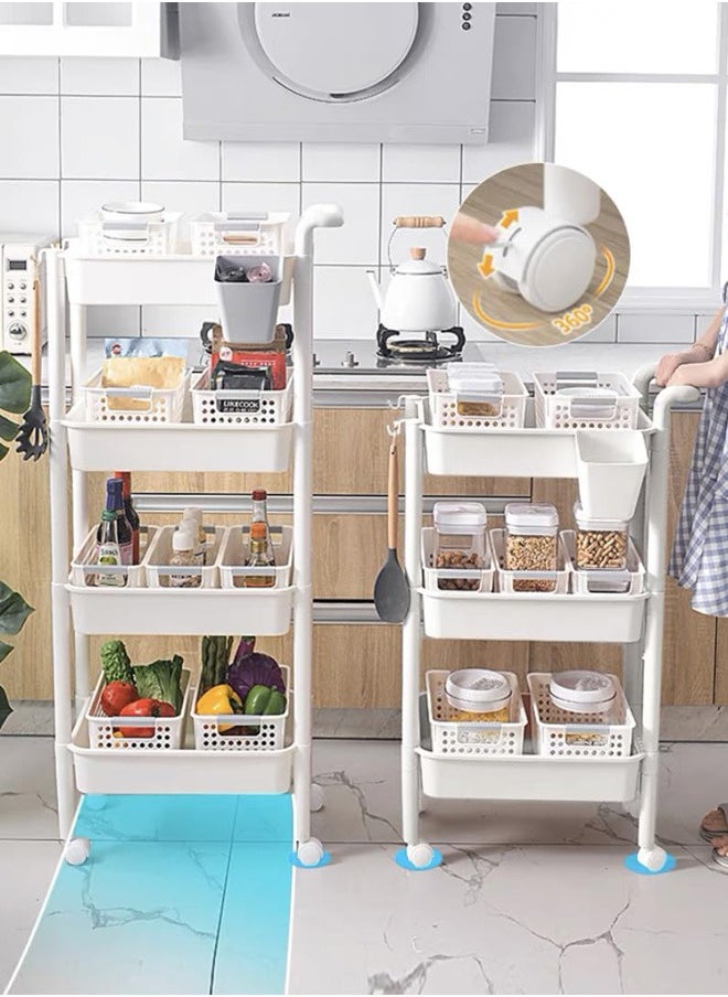 Concept home - 3-Tier Multipurpose Rolling Shelves Cart Organizer White 83x53.5x32cm - Image 1