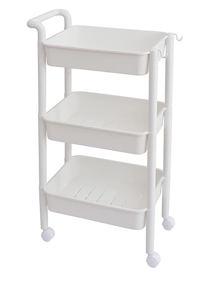 Concept home - 3-Tier Multipurpose Rolling Shelves Cart Organizer White 83x53.5x32cm - Image 1