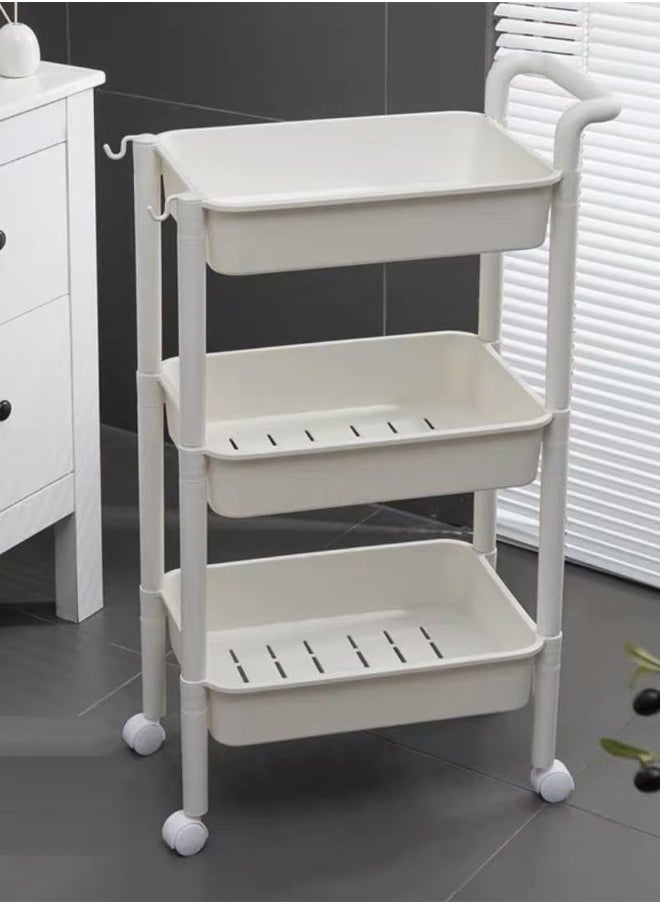 Concept home - 3-Tier Multipurpose Rolling Shelves Cart Organizer White 83x53.5x32cm - Image 1