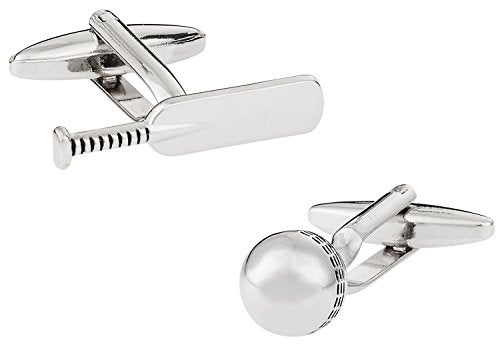 Cuff-Daddy Cricket Bat and Ball Silver Cufflinks with Presentation Box - Image 1