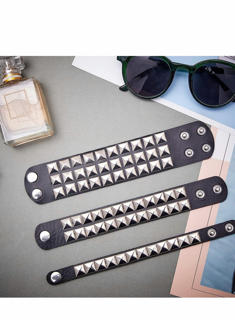 KASTWAVE - Punk Leather Stud Bracelet, studded armband for men Punk Rivet Bracelet Spike Rivet Cuff Bangle Unisex Metal Studded Wristband for Party Favors - Image 1