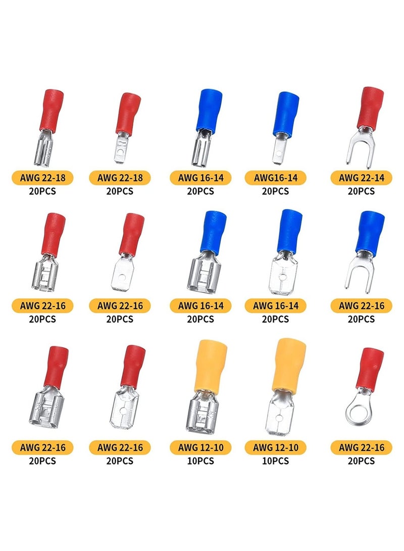 280PCS تجعيد موصلات 2.8mm 4.8mm 6.3mm الذكور والإناث المجرف موصل كيت 15 نوعا تجعيد المحطات الموصلات الكهربائية يشمل المجرف الدائري شوكة الأسلاك موصلات - Image 2
