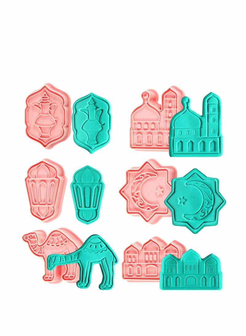 شو وو Cookie Cutters Set, 6 Pcs Mold Cutters, Cake Baking Tools Decoration Tool, Lantern, Camel, Star, Moon - Image 1