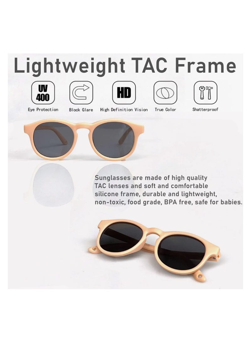 KASTWAVE Adjustable Polarized Baby Sunglasses with UV 400 Protection - Soft Silicone Frame for Boys & Girls, 0-48 Months - Infant Outdoor Sunshade - Flexible Strap Included (Beige) - Image 5