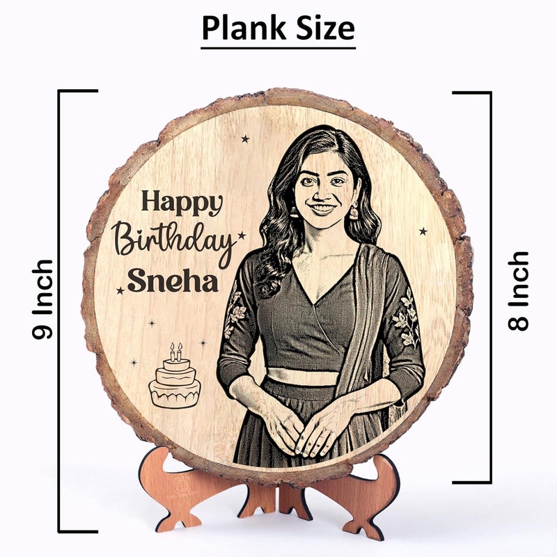 FOTO VALE GIFTS إطار صور خشبي طبيعي محفور مخصص مع قاعدة خشبية، أفضل هدية لعيد الميلاد، الذكرى السنوية، الزفاف، التقاعد، عيد الحب وغيرها. (8 بوصات، بني، طاولة) - Image 3