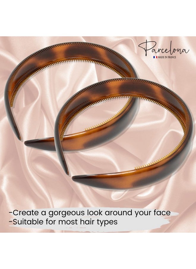 Arcelona French Bold 3/4" Wide Set Of 2 Celluloid Hair Headbands Very Flexible Strong Hold Grip No Slip Inner Teeth Durable Styling Women Hair Accessories Made In France (Tortoise Shell Brown) - pzsku/ZD5EB8887E4574FDDEC26Z/45/_/1696070613/7fb1926b-3621-4c94-a52d-51aaf7d84f19