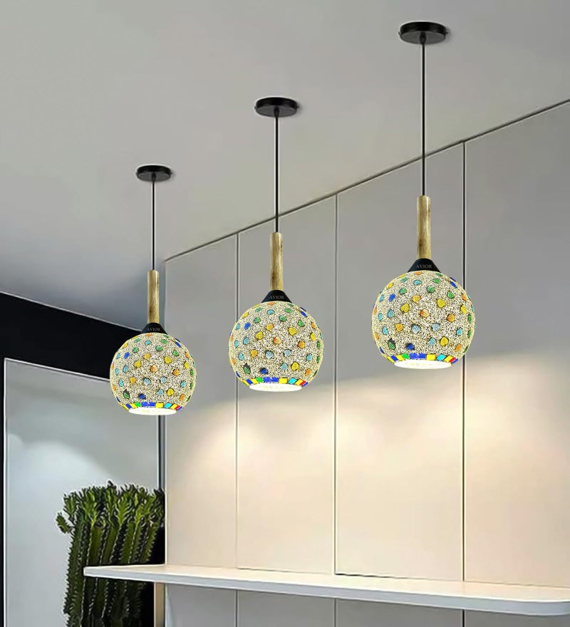 Lyse Decor Hanging Lights for Bedroom, Hanging Lamps for Living Room, Hanging Lights for Restaurants, Jhoomar and Dining Table Lamps (Multy 3PC) - Image 1