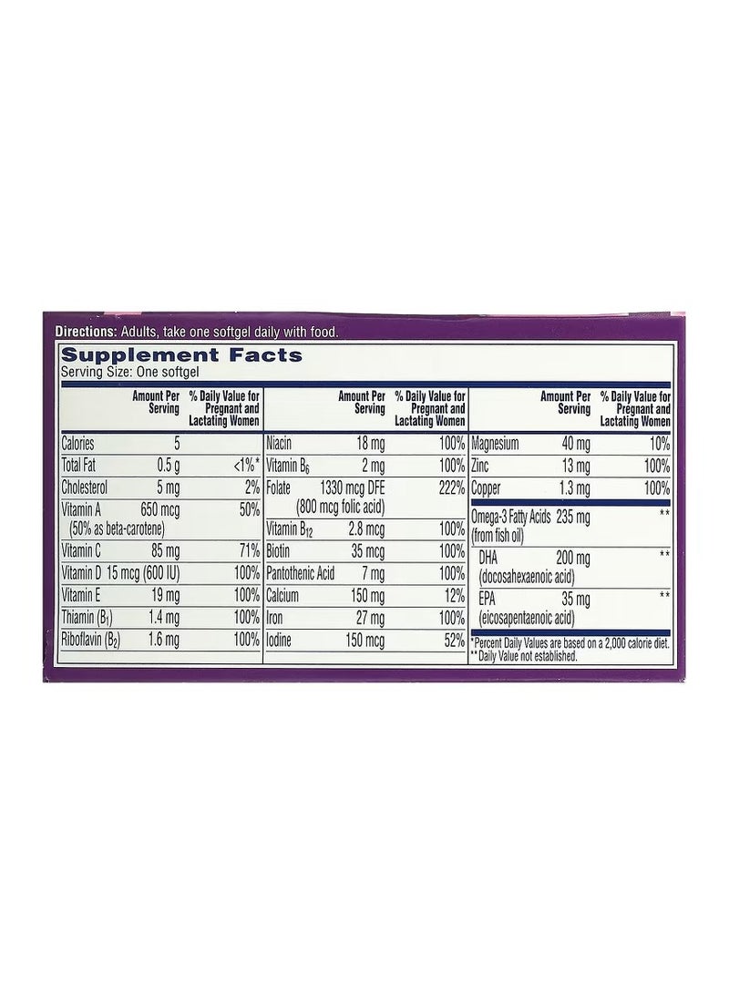 ONE A DAY Prenatal 1 with Folic Acid DHA & Iron Multivitamin/Multimineral Supplement 30 Softgels - Image 2