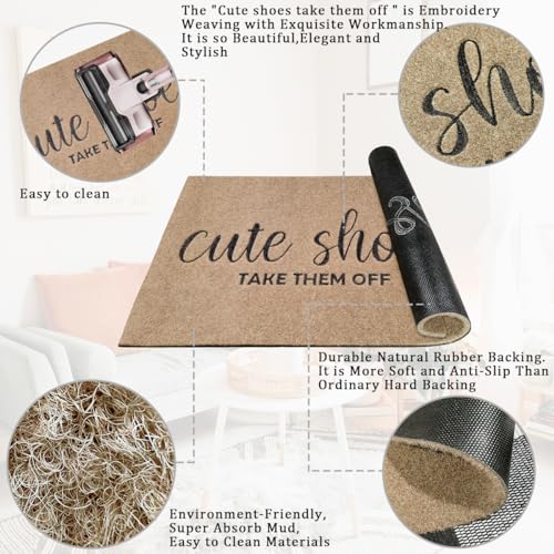 AOAOPQ Indoor for Front Door Welcome Mat Outdoor Large 24"x 36" for Outside Home Entry Cute Shoes Door Entryway Non Slip Entrance Mats to Bedroom Bathroom Shoe Scraper Easy to Clean Doormat Brown - Image 3