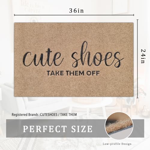 AOAOPQ Indoor for Front Door Welcome Mat Outdoor Large 24"x 36" for Outside Home Entry Cute Shoes Door Entryway Non Slip Entrance Mats to Bedroom Bathroom Shoe Scraper Easy to Clean Doormat Brown - Image 2