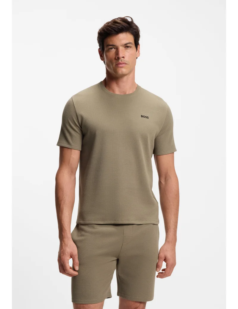 BOSS Cotton-blend pyjama T-shirt with embroidered logo