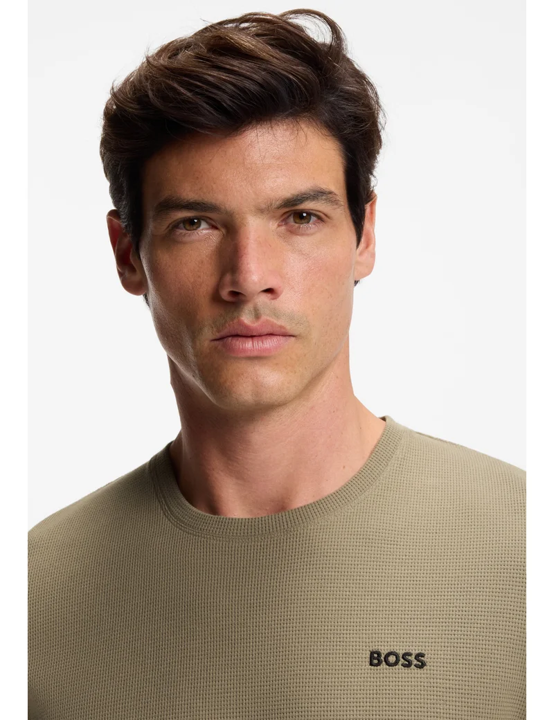 BOSS Cotton-blend pyjama T-shirt with embroidered logo