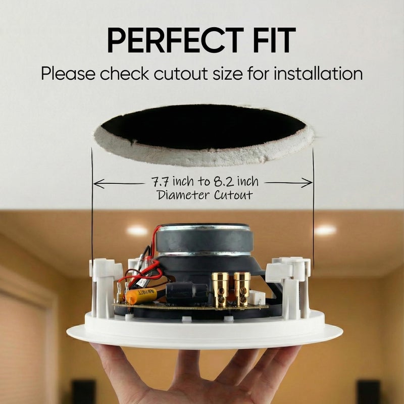 Micca M-6C 2-Way in-Ceiling Round Speaker, 7.6" Cutout Diameter, Whole House Audio, Home Theater, Indoor or Covered Outdoor, 6.5" Woofer, 1" Tweeter, White, Paintable, Each - Image 2