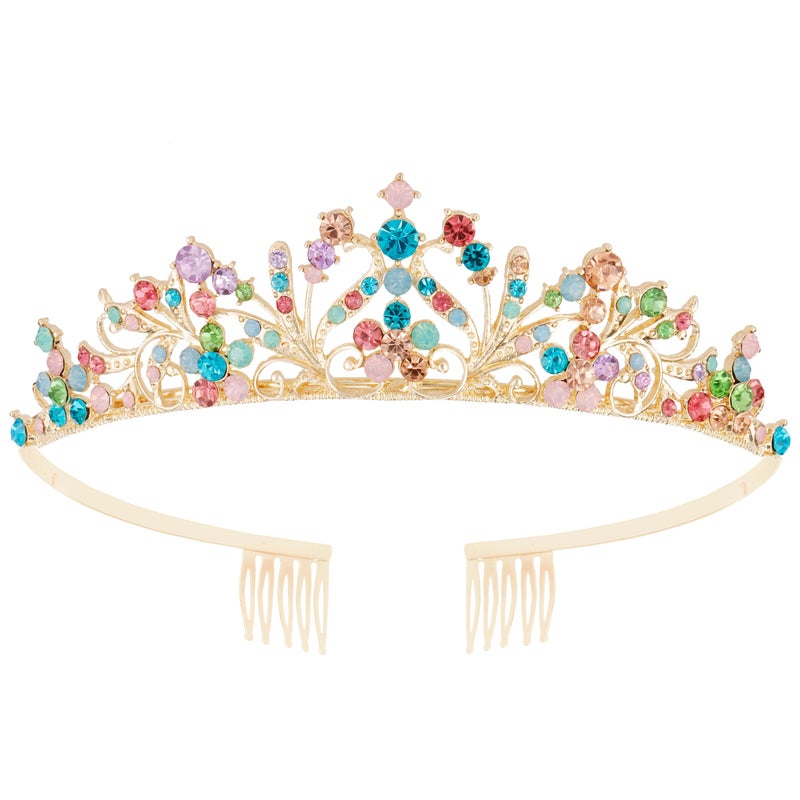 Vovii Tiaras for Girls Princess Crown Headband Birthday Queen Rhinestone Shiny Multicolor Tiara Princess Decoration for Party, Birthday, Halloween, Photo, Flower Girl, Gift, Christmas - Image 1