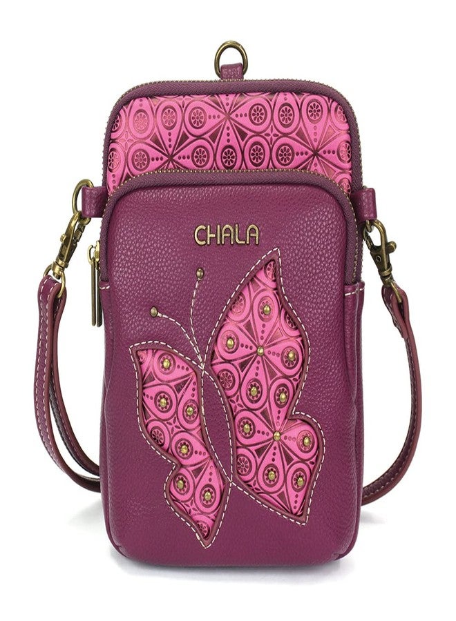 CHALA UNI Cellphone Xbody - Womens RFID Protected Faux Leather Crossbody Bag with Adjustable Strap - Butterfly - purple - Image 2