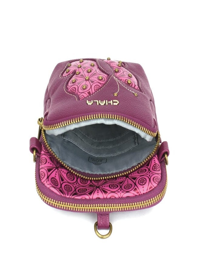 CHALA UNI Cellphone Xbody - Womens RFID Protected Faux Leather Crossbody Bag with Adjustable Strap - Butterfly - purple - Image 3