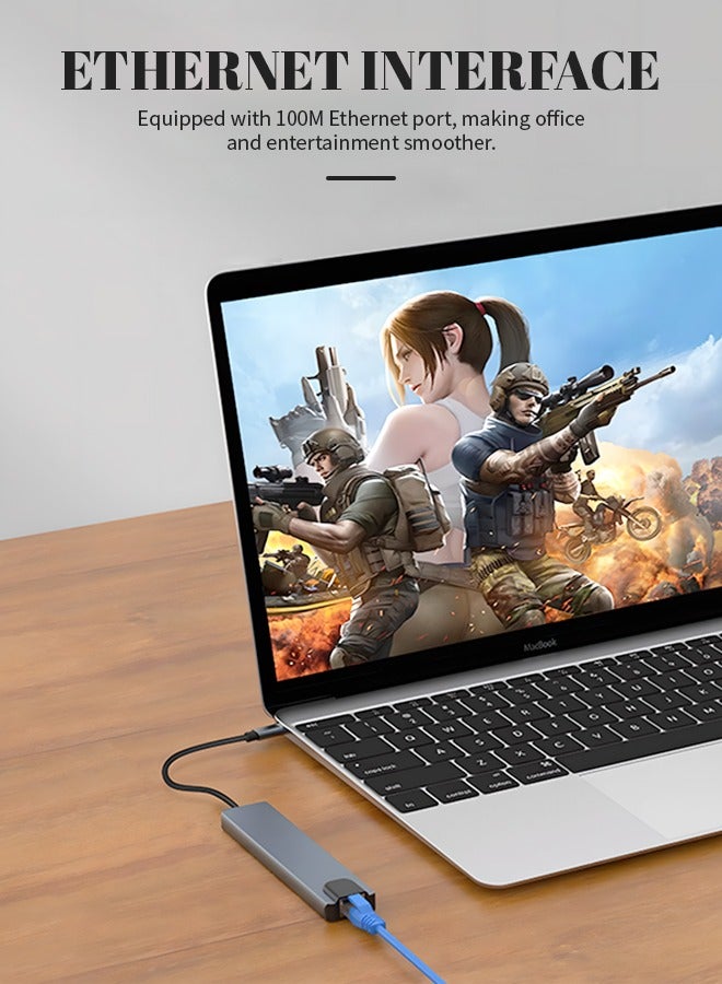 8 in 1 USB C HUB Adapter 4K HD Network Hub 100W PD Port RJ45 Ethernet, SD/TF Card Reader, Docking Station Compatible with MacBook Pro/Air USB C Laptops and TV - Image 4