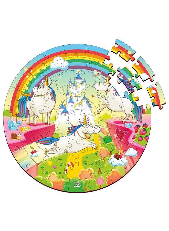 Webby Wooden Unicorn Jigsaw Puzzle, 60 Pcs, Multicolor - Image 1