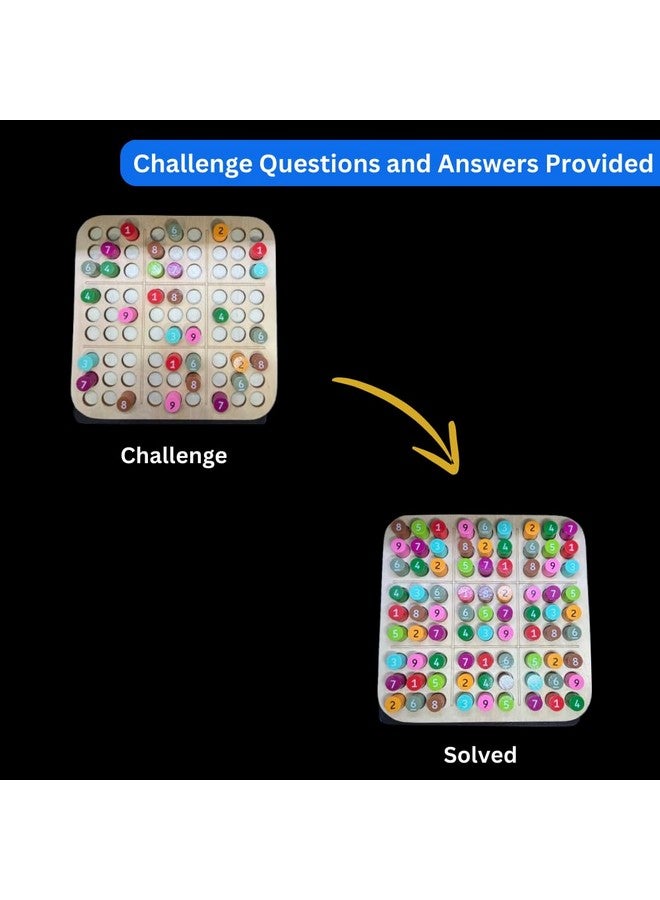 لعبة سودوكو خشبية ملونة | لعبة ألغاز سودوكو ممتعة وتحدي للأطفال من سن 6 سنوات فما فوق | ألعاب لوحية تعليمية لأطفال المدارس الابتدائية | لعبة ألغاز رياضية داخلية للكبار والعائلة - Image 4