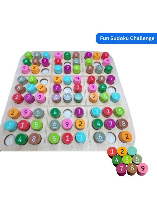 لعبة سودوكو خشبية ملونة | لعبة ألغاز سودوكو ممتعة وتحدي للأطفال من سن 6 سنوات فما فوق | ألعاب لوحية تعليمية لأطفال المدارس الابتدائية | لعبة ألغاز رياضية داخلية للكبار والعائلة - Image 3