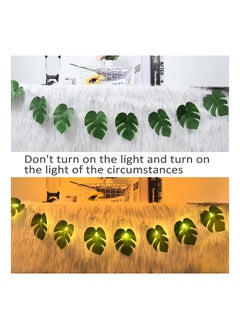 SYOSI Monstera Leaf String Lights 2 Pack 20 LED Tropical Artificial Rattan Palm Leaves Wall Hanging Vine Leaf Summer Decoration For Outdoor Indoor Hawaiian Luau Party Jungle Beach Theme Party Decorations  - Image 4