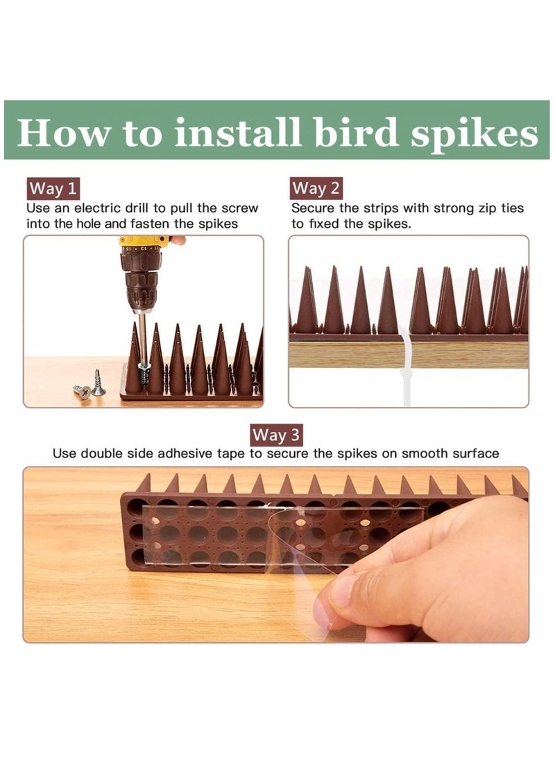 12 Pieces Birds Spikes Anti Bird Plastic Fence Spikes Set for Outdoor Security and Deterrence