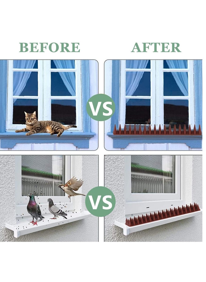 12 Pieces Birds Spikes Anti Bird Plastic Fence Spikes Set for Outdoor Security and Deterrence