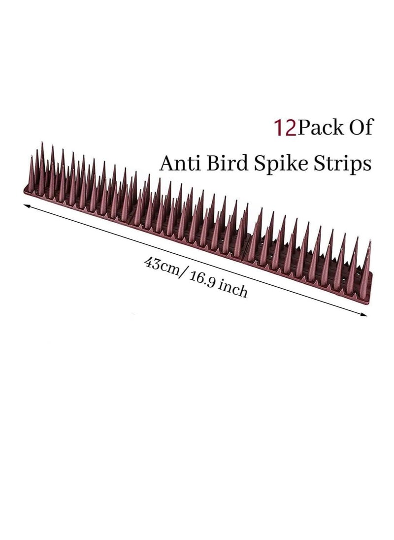 12 Pieces Birds Spikes Anti Bird Plastic Fence Spikes Set for Outdoor Security and Deterrence