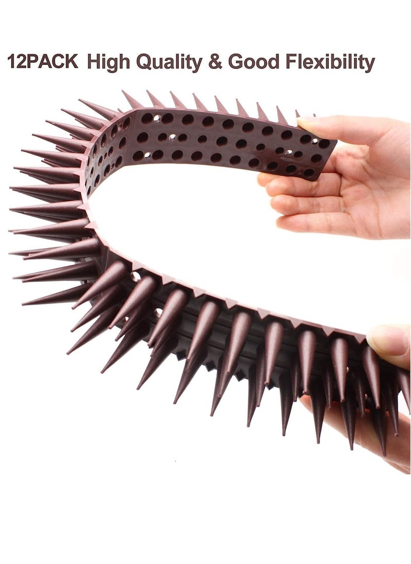 12 Pieces Birds Spikes Anti Bird Plastic Fence Spikes Set for Outdoor Security and Deterrence