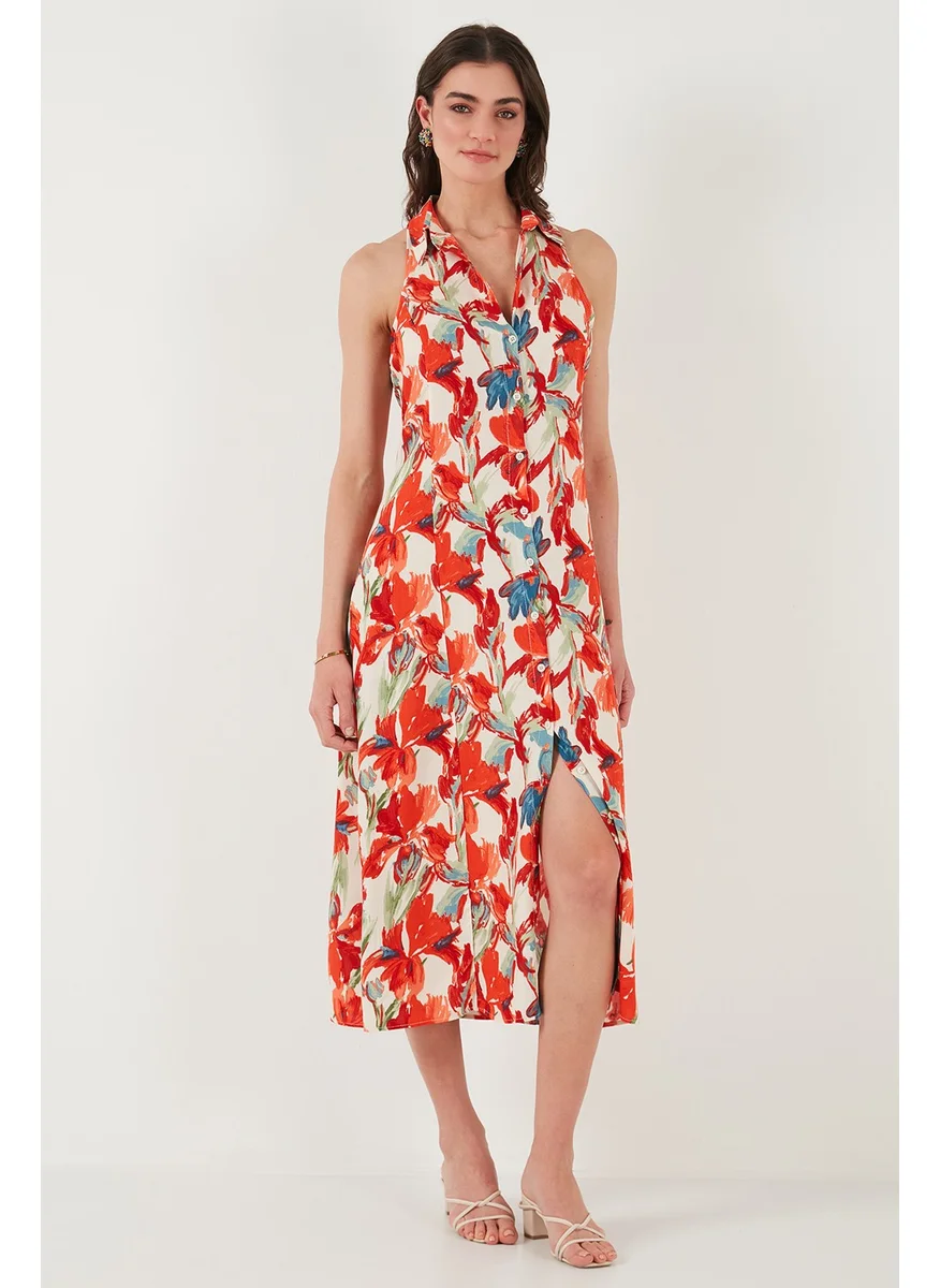 Lela Patterned Slim Fit Buttoned Midi Length Shirt Dress Women's Dress 6772451
