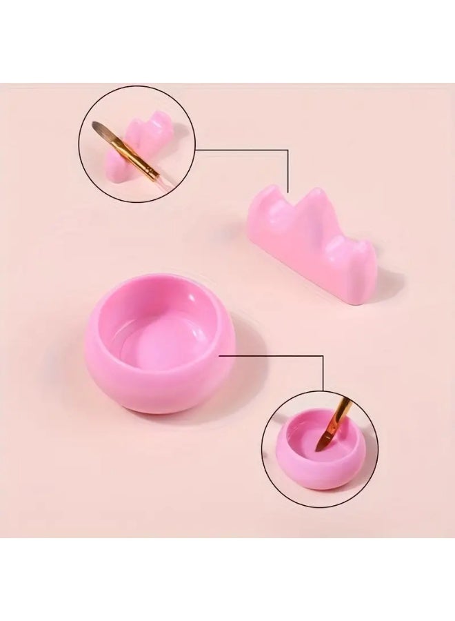 يوكانبي مجموعة أدوات تنظيف فرشاة الأظافر وحامل القلم – كوب تنظيف وفرشاة فن الأظافر وحامل أقلام، أدوات مهنية لفناني الأظافر - Image 3