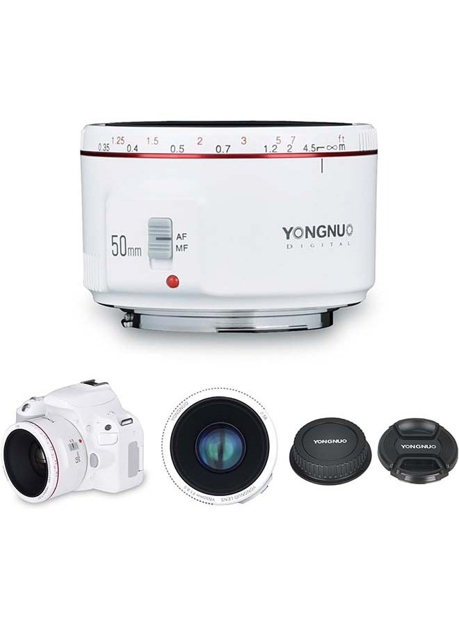 YONGNUO YONGNUO YN50MM F1.8 II Lens for Canon EF Mount, 50mm F1.8C Large Aperture, AF/MF Standard Prime Lens for Canon,58mm Filter,0.35m Focus Distance (YN50MM F1.8C II White)  - Image 1