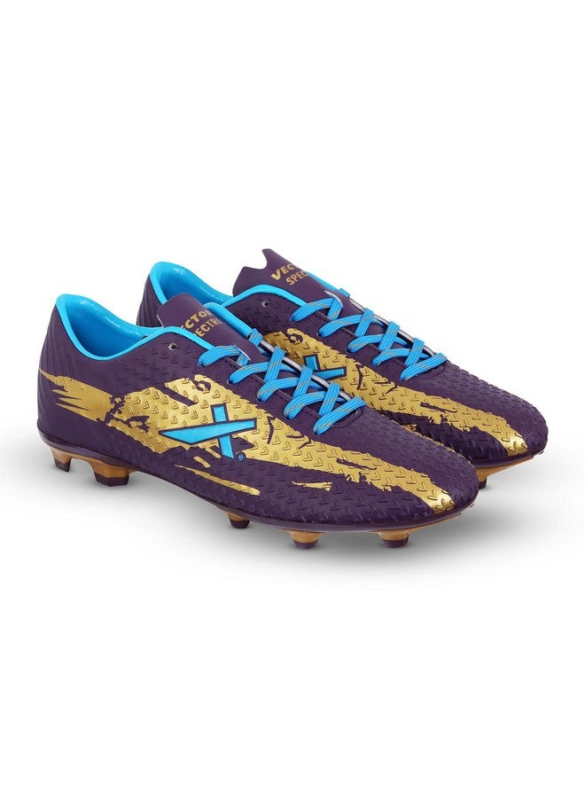 Vector X Spectre 2.0 Football Shoe/Studs, Double Colored TPU Sole, Padded Footbed, Premoulded Heel Shoe for Men (Purple-Gold, Size-4) - Image 2